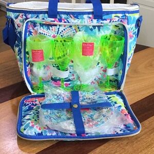 Lilly Pulitzer picnic cooler and table ware